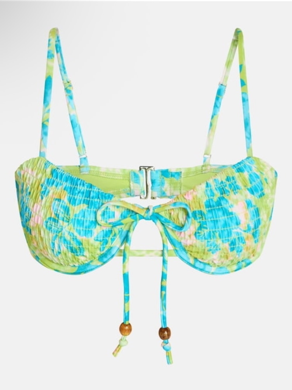 Women’s Balconette Underwire Bikini Top Lime green Blue Floral XXS NWT